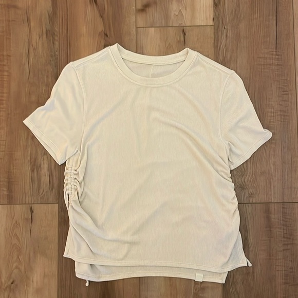 Lululemon Side Cinch Ribbed T-Shirt - White Opal - Picture 3 of 5